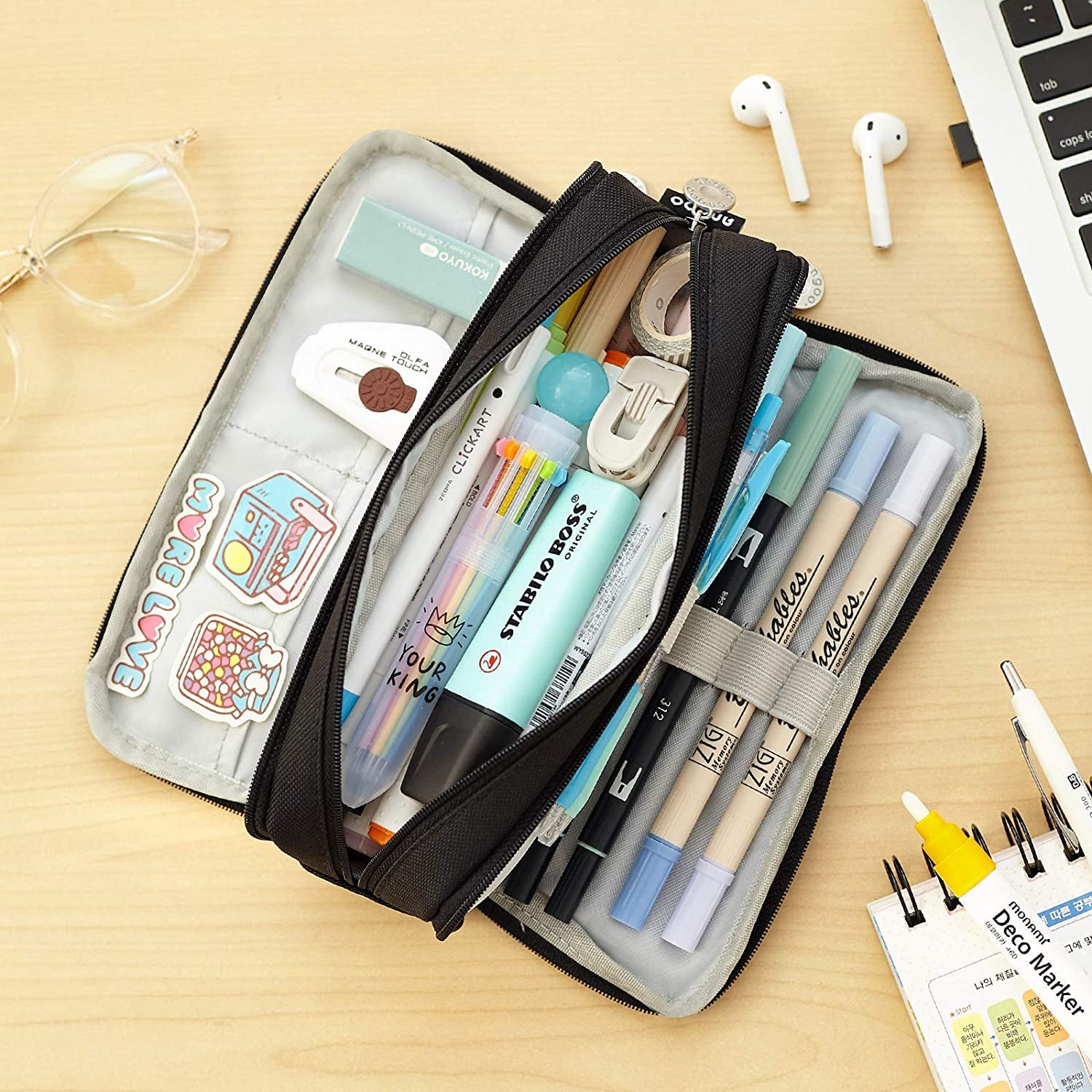 Large Capacity 3 Compartment Pouch Pencil Case Buy Cheap Pices