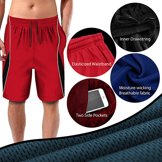 4-Pack: Men's Active Moisture-Wicking Mesh Performance Shorts Reliable