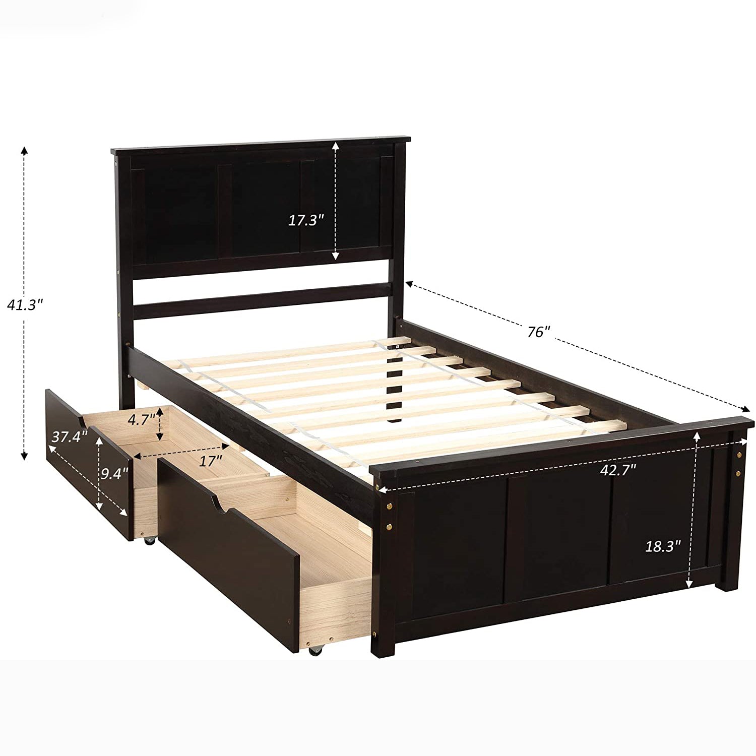 Twin Size Platform Bed with Two Drawers Buy Cheap 2025