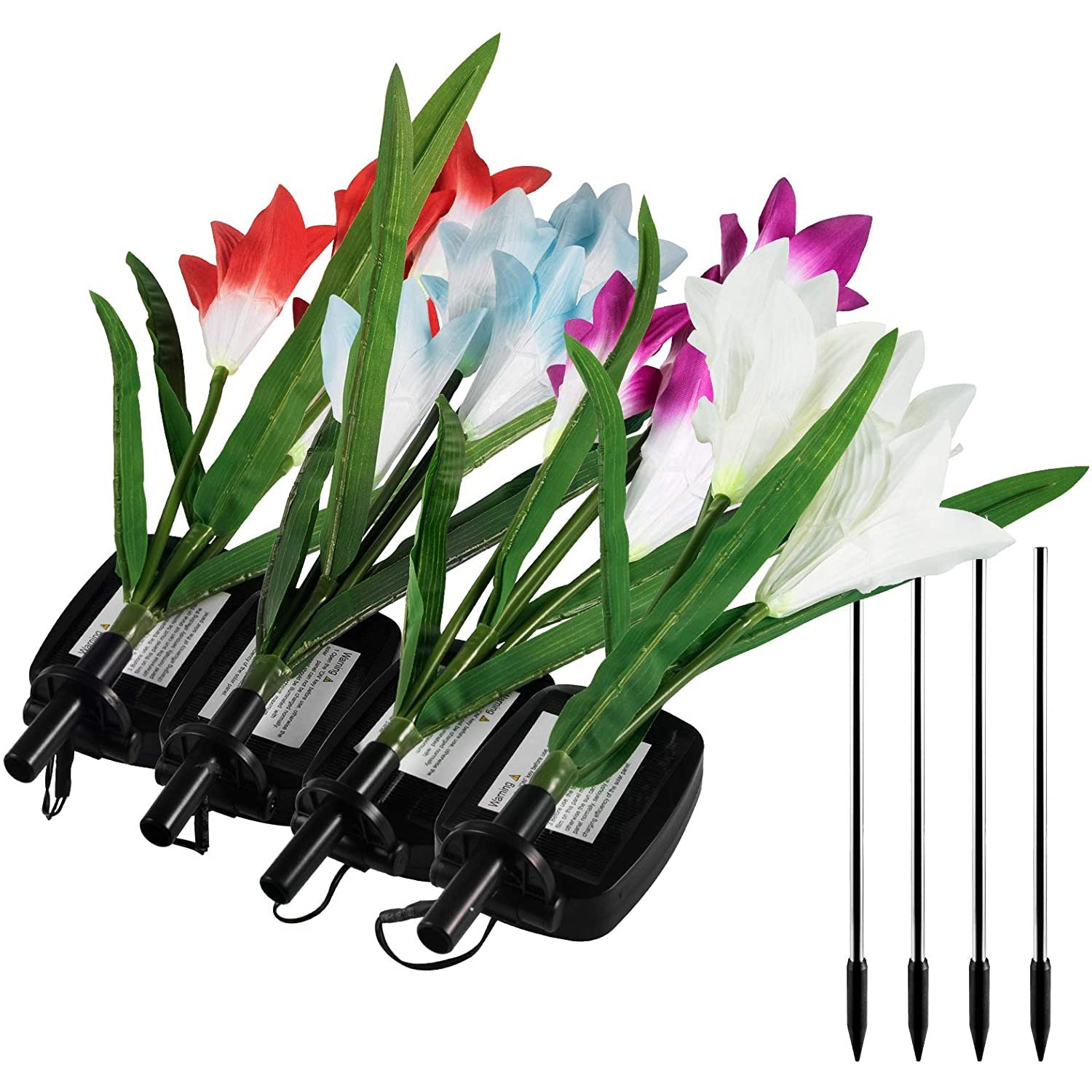 4-Pack: Solar Garden Lights Color Changing with16 Larger Lily Flowers Discount Sast