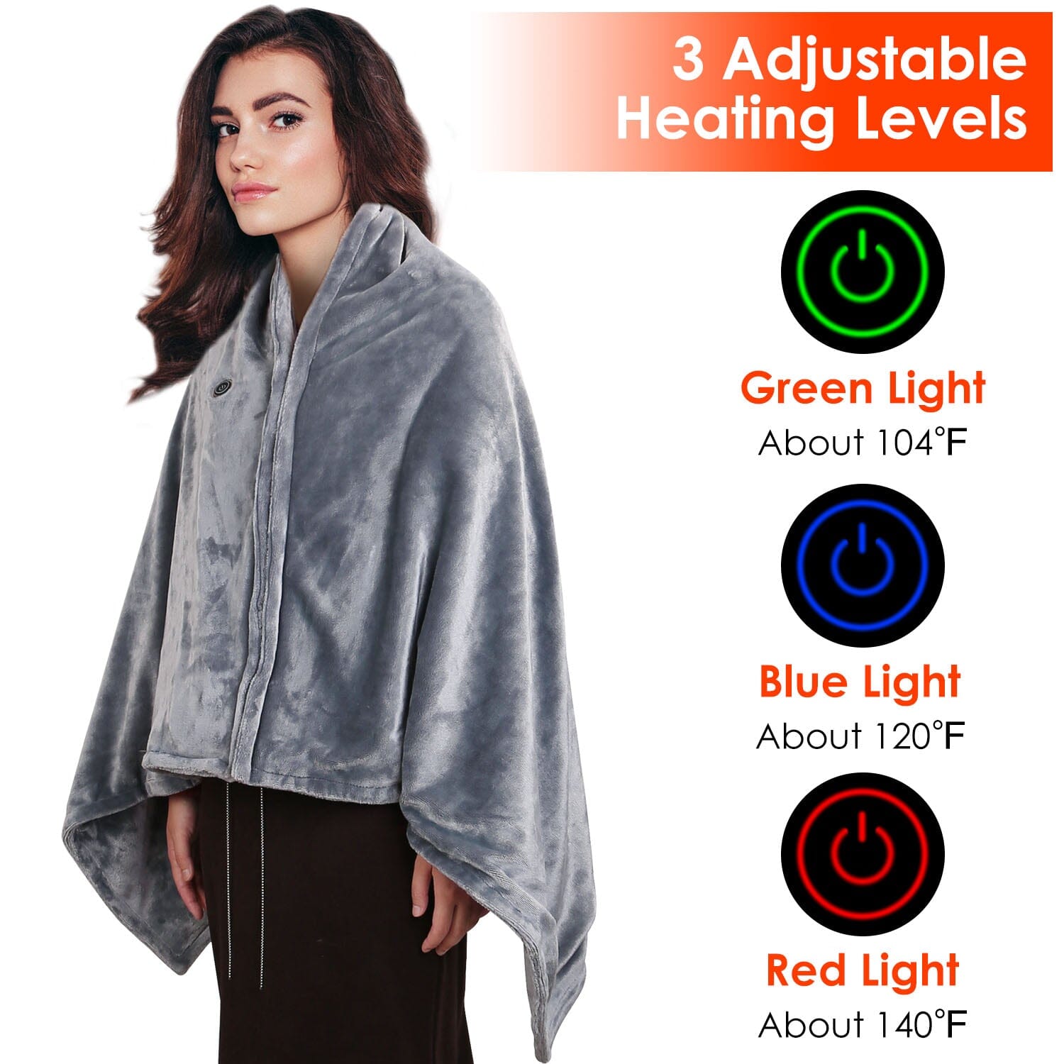 USB Heated Blanket Poncho Shawl Wrap Throw with Zipper Washable Buy Cheap Official Site