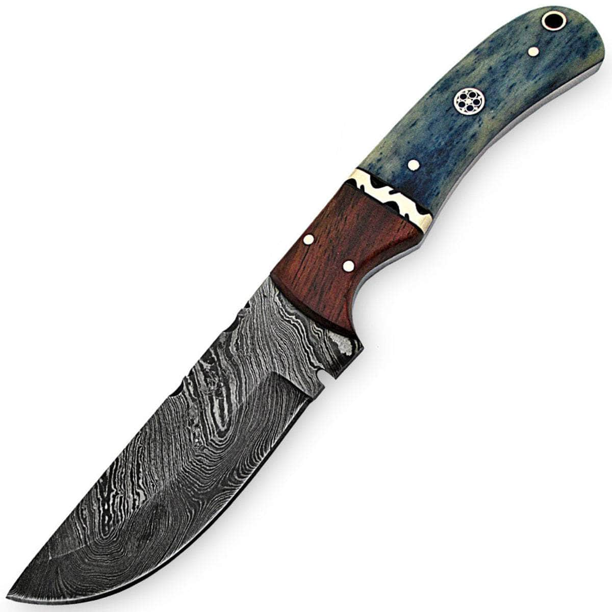 White Deer Blue Bunyan Knife, 4.4 Damascus Blade, Bison Bone & Hardwood Handle, Sheath - WDM-2379 Great Deals Sale Online