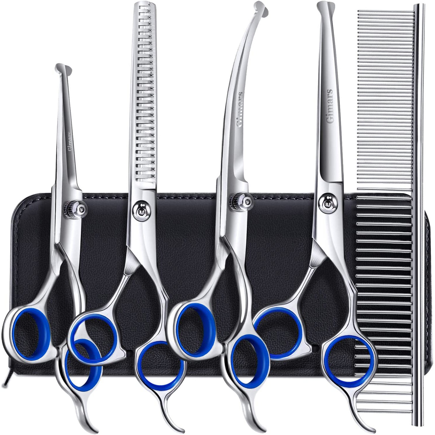 Gimars 6-in-1 Professional Stainless Steel Safety Pet Grooming Scissors New Arrival For Sale