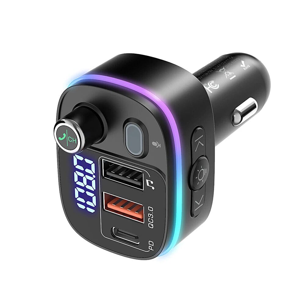 Bluetooth V5.0 FM Transmitter USB Car Charger Outlet Finishline