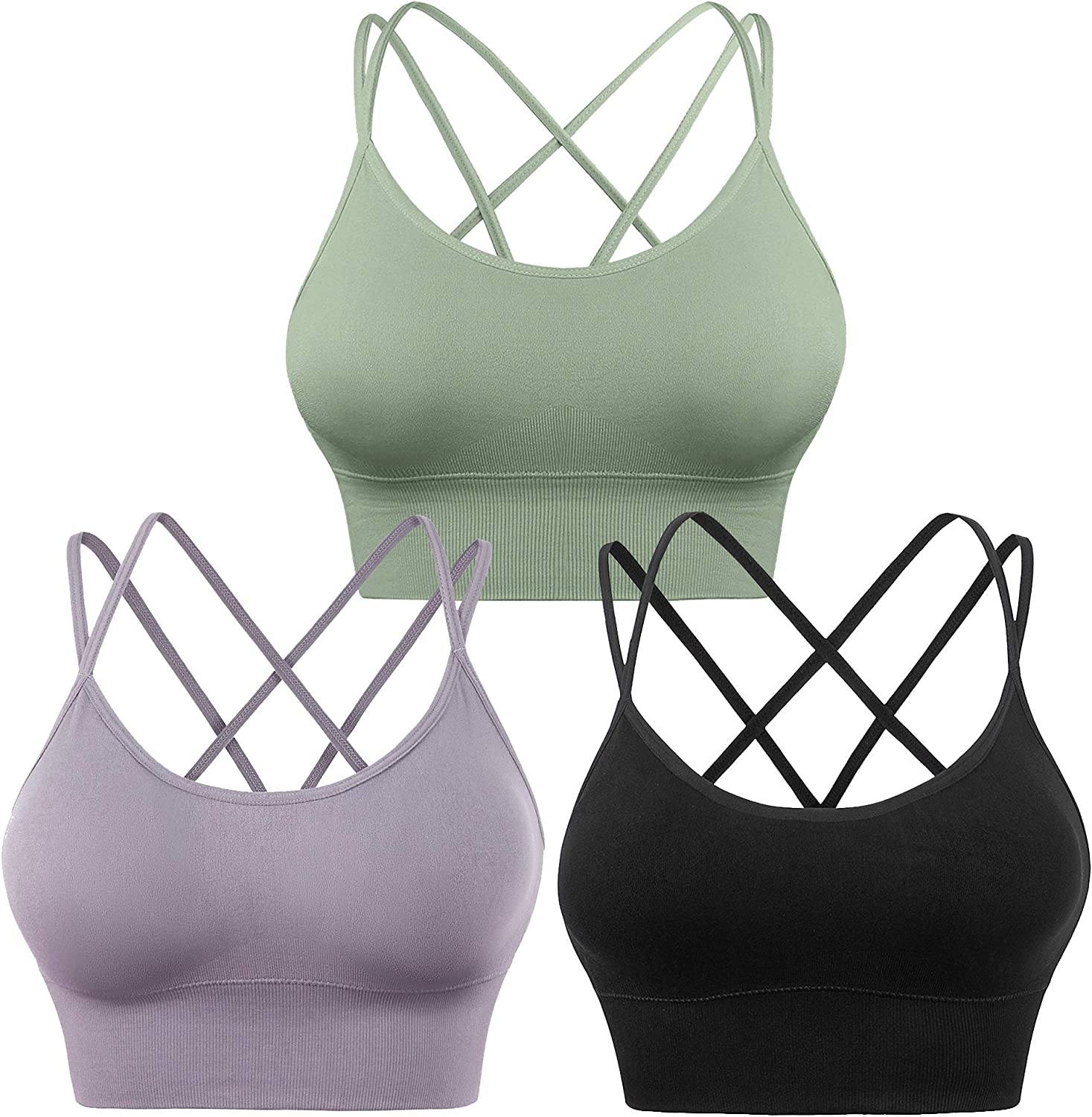 3-Pack: Women's Padded Spaghetti Strap Crisscross Bra Quality Original