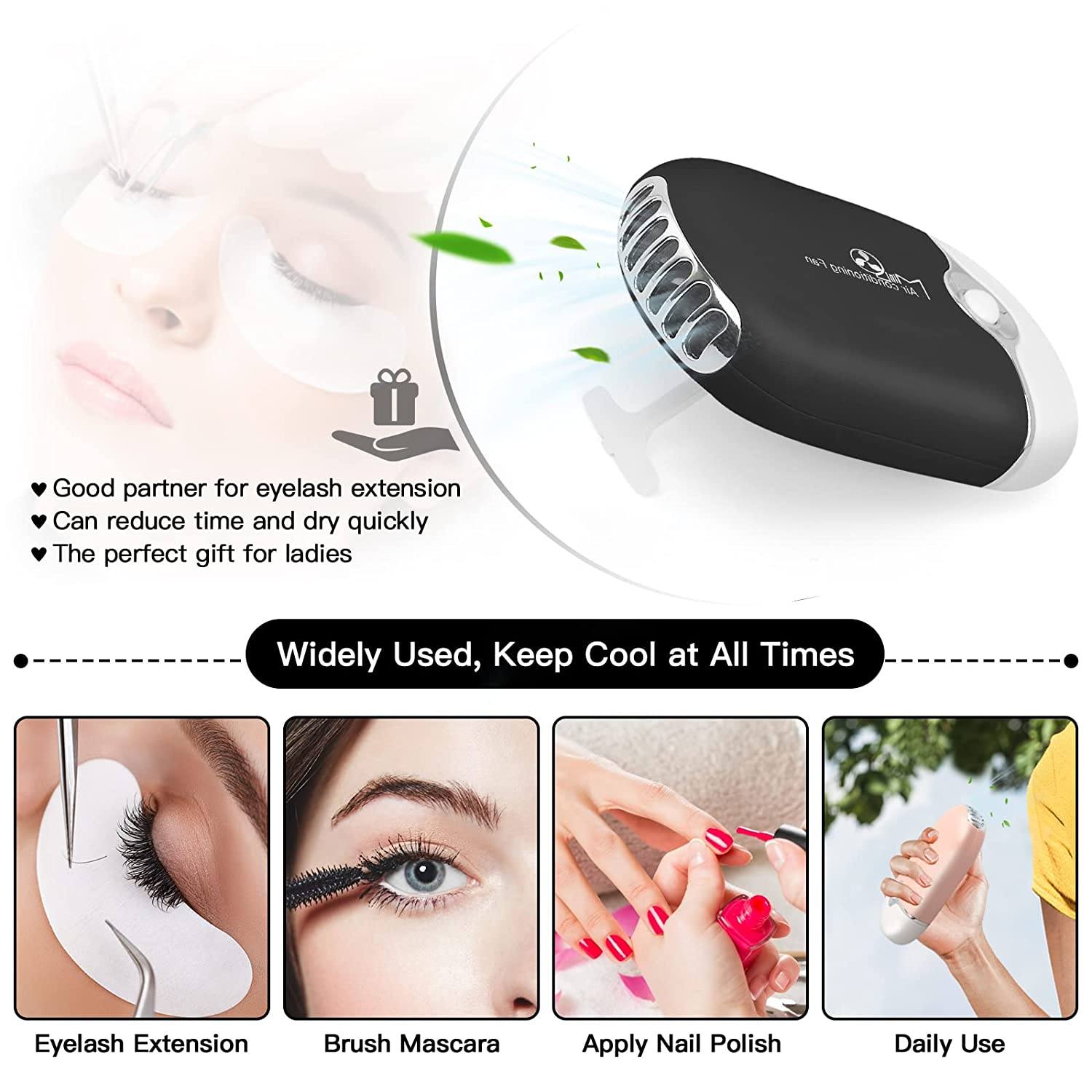 2-Piece: Rechargeable Handheld Mini Eyelash Fan Buy Cheap For Nice