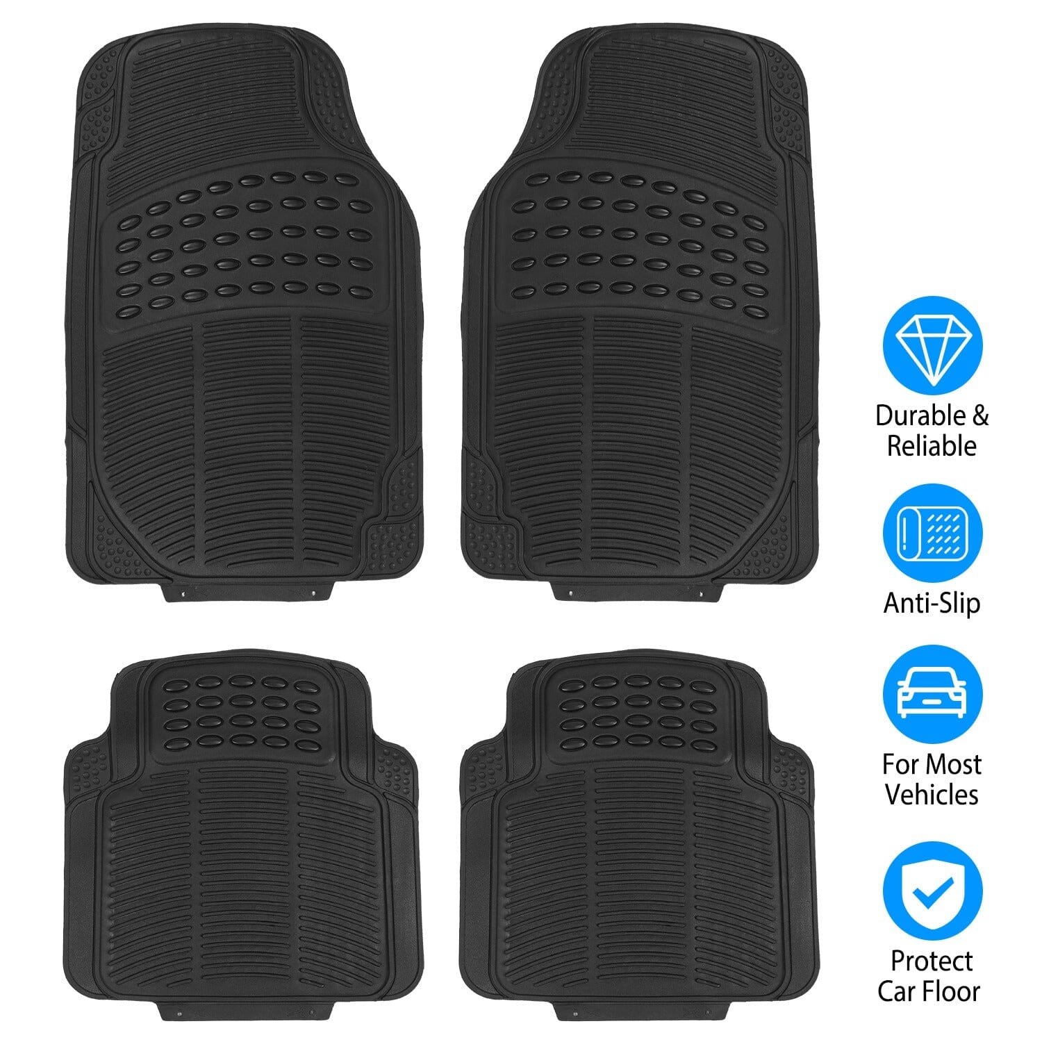 4-Pieces: Heavy Duty PVC Rubber Automotive Floor Mats with Trimmable Design Cheap Sale Sale