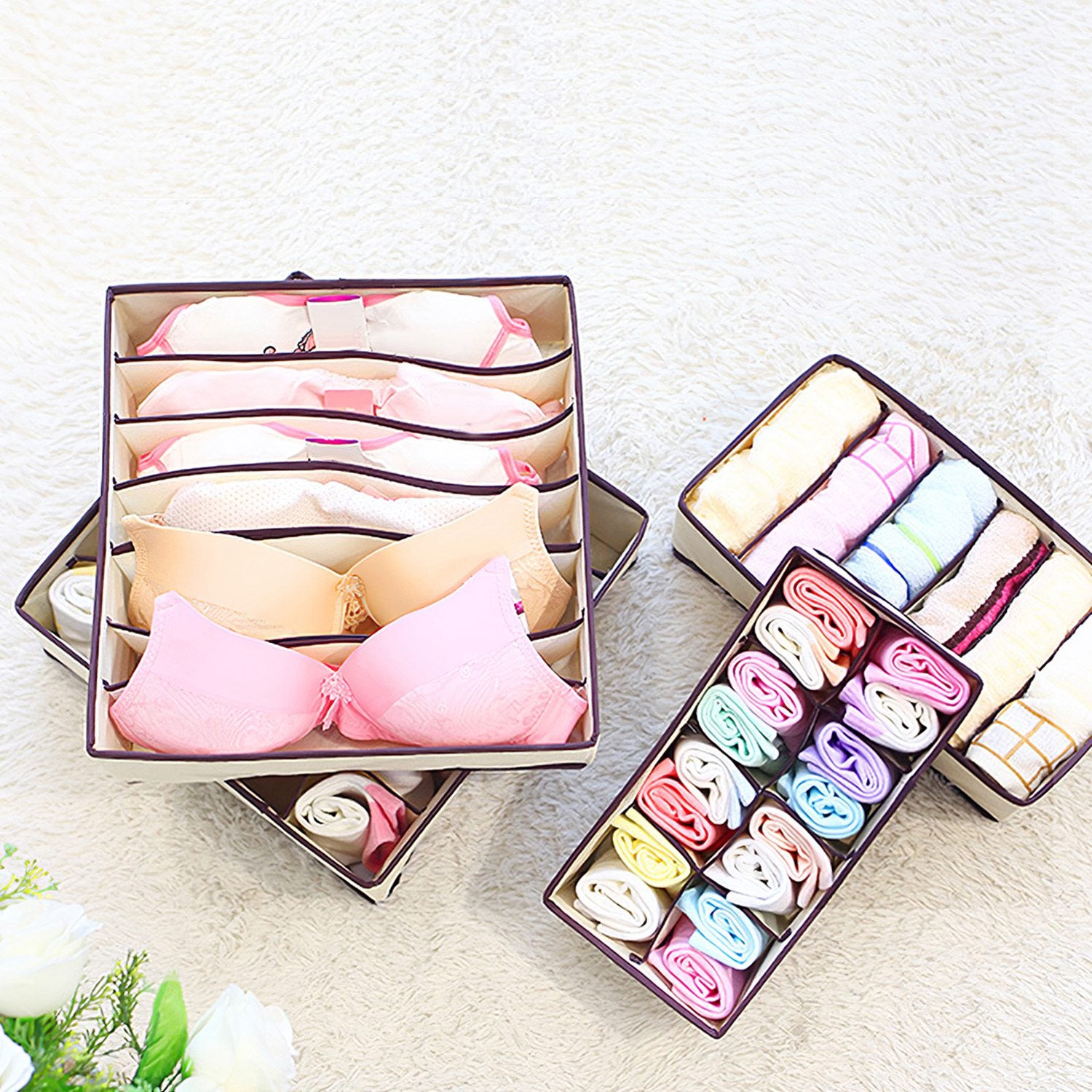 6-Pieces Set: Foldable Underwear Organizer Divider Container Free Shipping Low Shipping