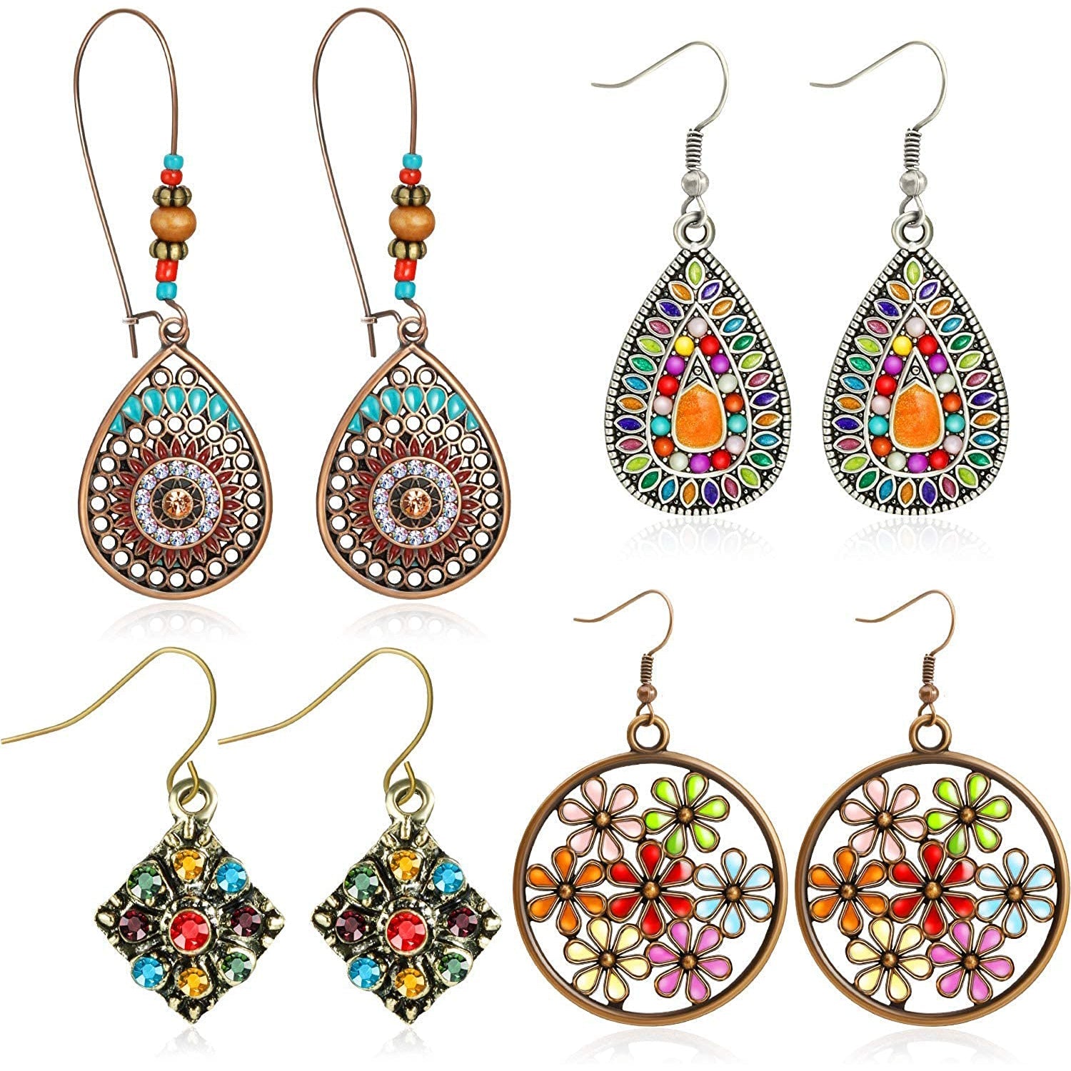 4-Pair: Bohemian Vintage Dangle Earrings Lowest Pice