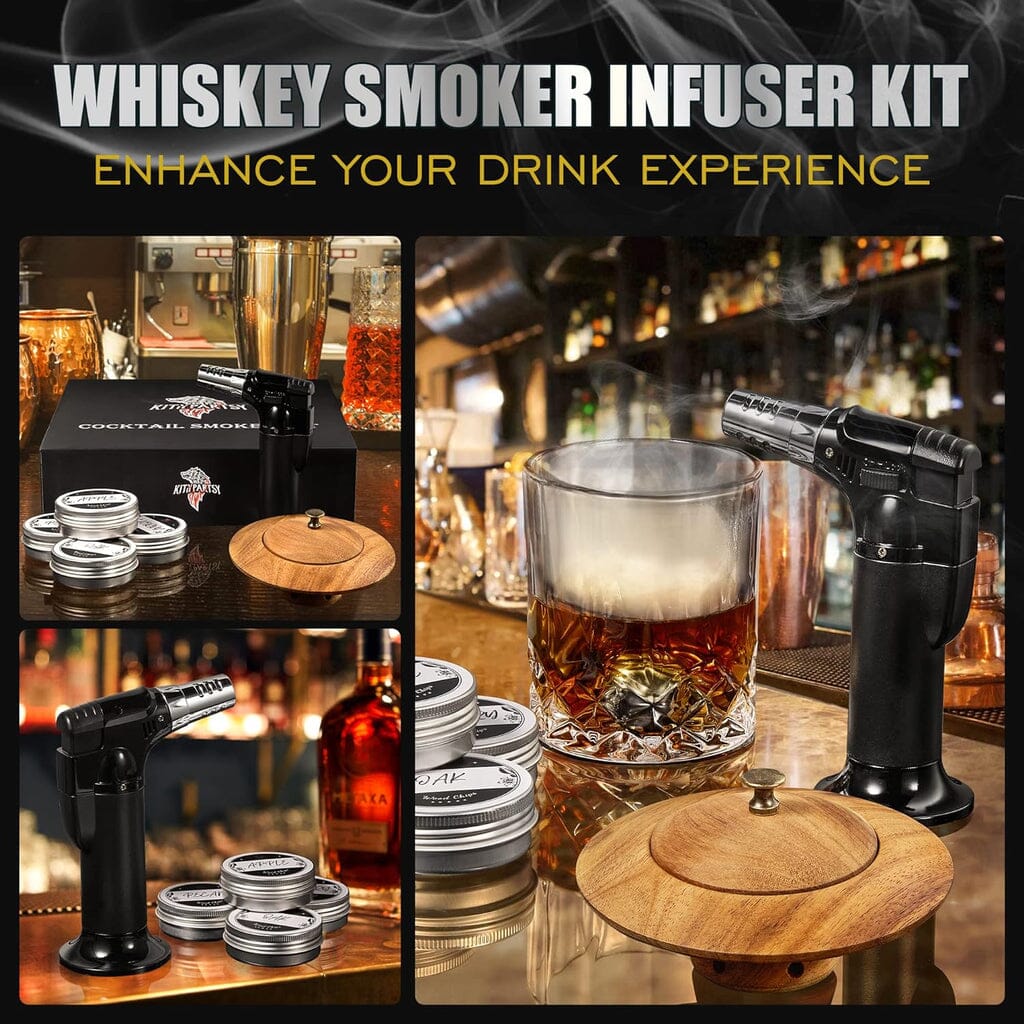 Kitypartsy Cocktail Smoker With Torch, Wood Chips, and Stainless Steel Ice Cubes Clearance 100% Original