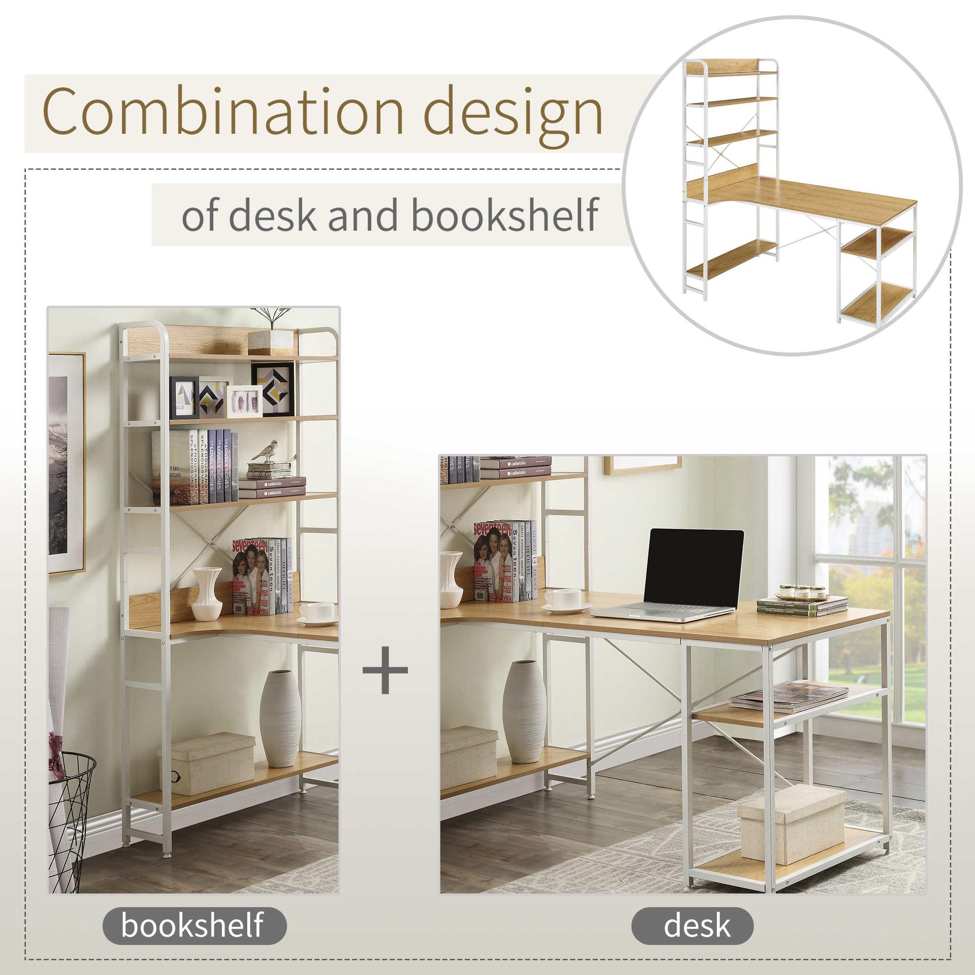 Computer Desk with 4 Tier Storage Shelves Large L-Shaped Clearance Shop