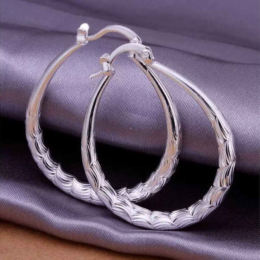 925 Sterling Silver Oval Filigree Hoop Earrings Get Authentic