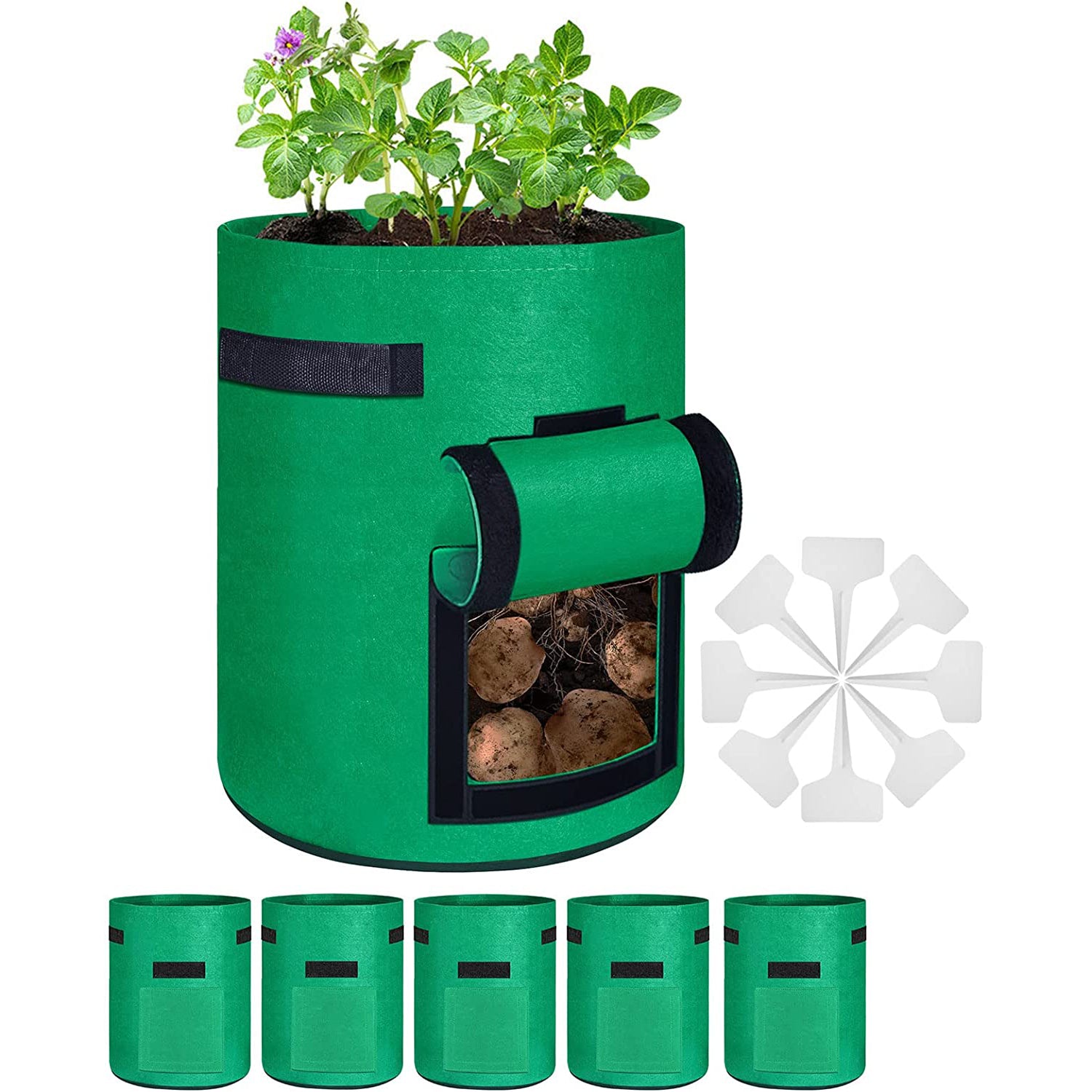 5-Pack: 7 Gallon Potato Grow Bags with Flap Window Cheap Sale 2025