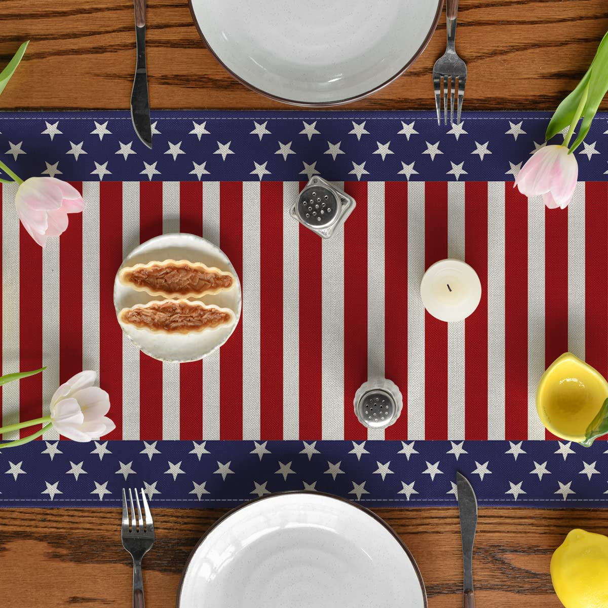 Independence Day Linen Burlap Table Bunting Cheap Sale Sast