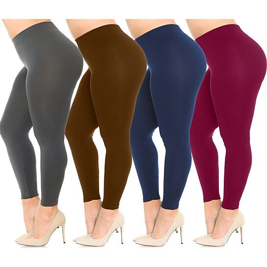 4-Pack: Plus Size Women's Ultra-Soft Stretchy Solid Yoga Leggings Huge Surprise Cheap Pice