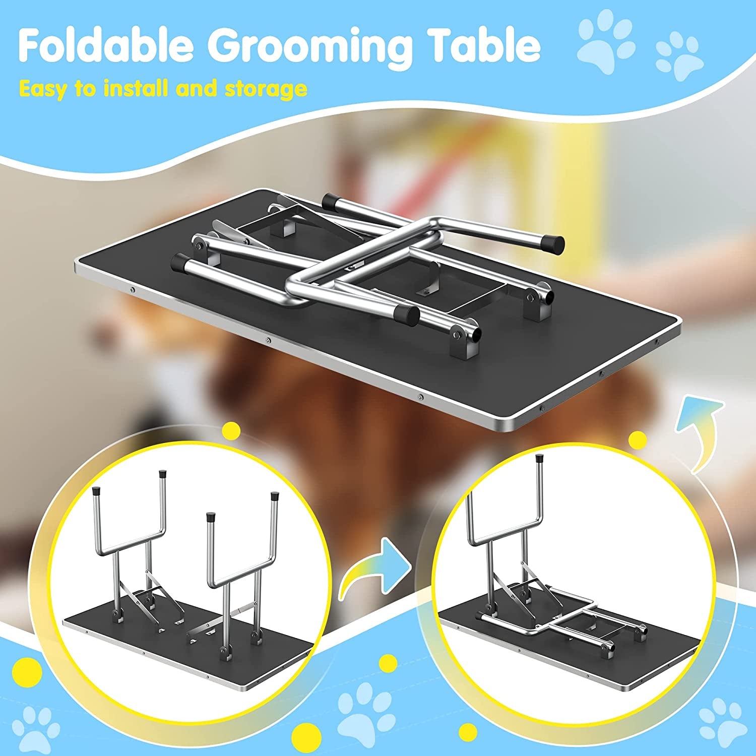 Adjustable Pet Large Foldable Dog Grooming Table with Arms Outlet Clearance