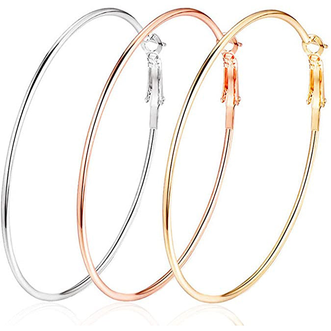 3-Pairs: Big Hoop Earrings Collections