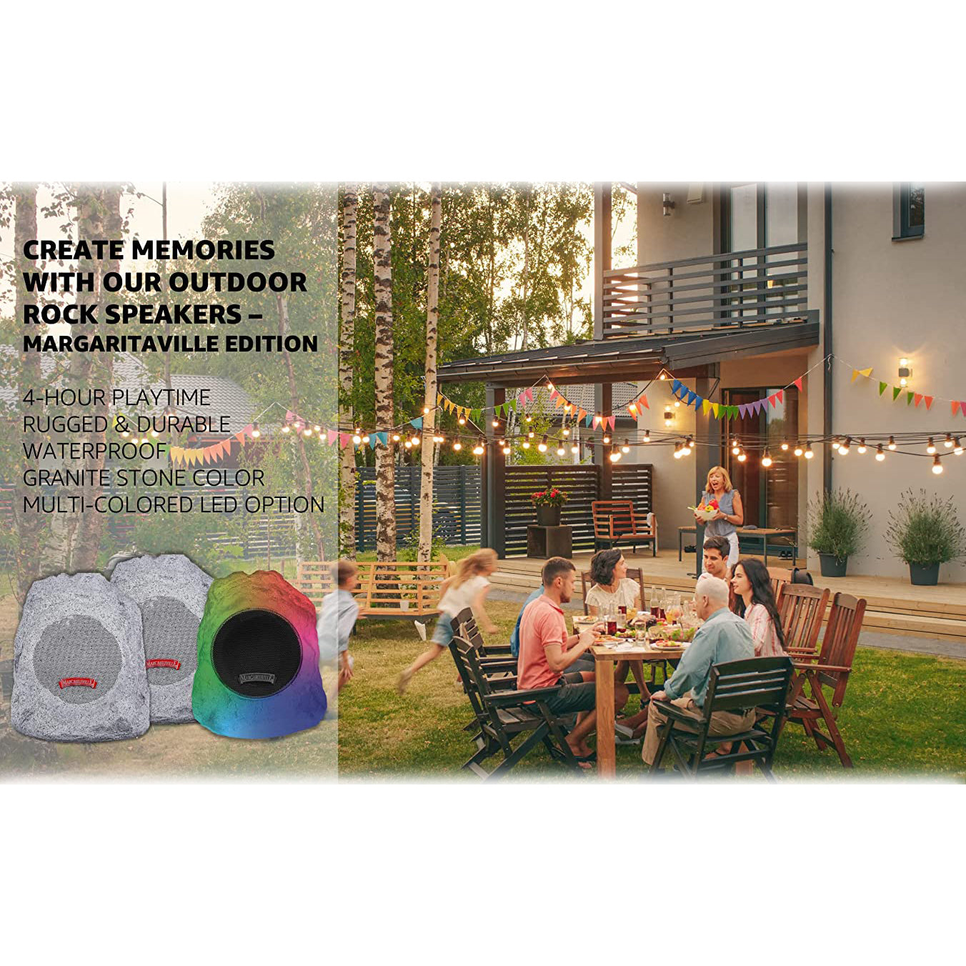 2-Pack: Margaritaville On The Rock Outdoor Bluetooth Wireless Speaker Free Shipping Buy