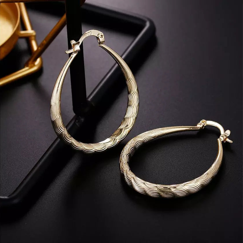 925 Sterling Silver Oval Filigree Hoop Earrings Get Authentic