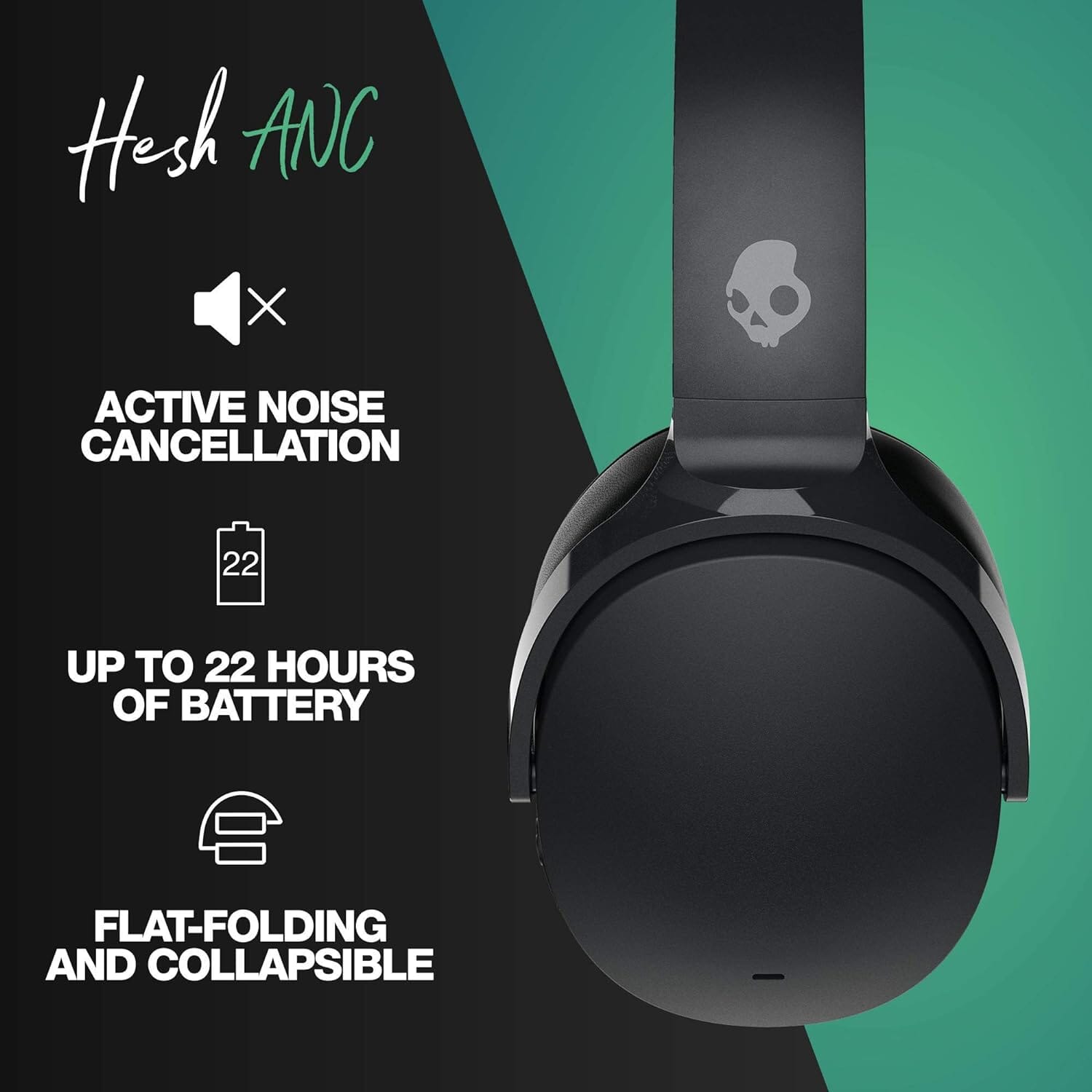 Skullcandy Hesh ANC Wireless Noise Cancelling Over-Ear Headphone - True Black  (Refurbished) Free Shipping Recommend