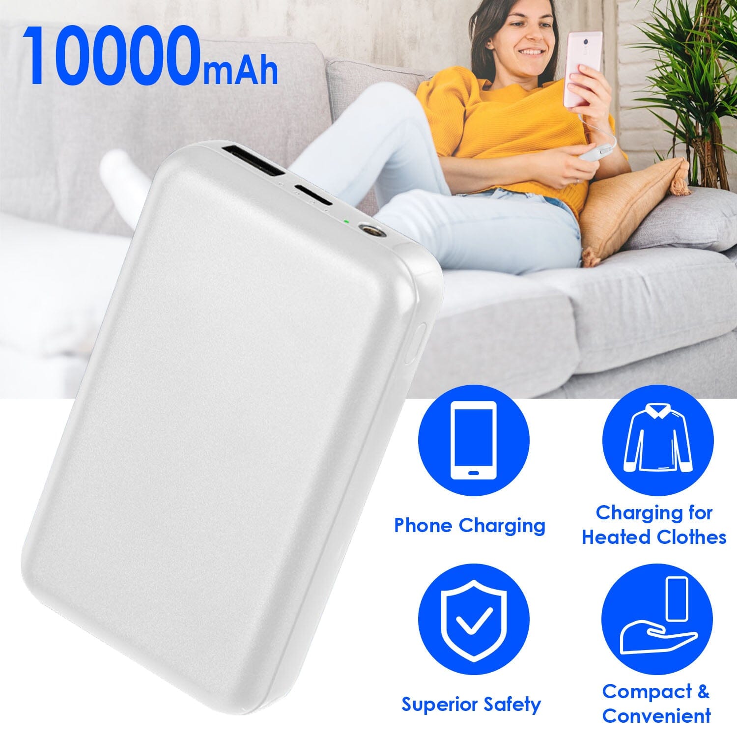 10000mAh Portable Charger Battery Pack for Heated Blanket Vest Jacket Fashionable Sale Online