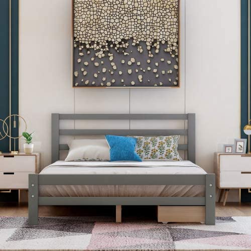 Full Platform Bed Frame with Two Storage Drawers Countdown Package Online