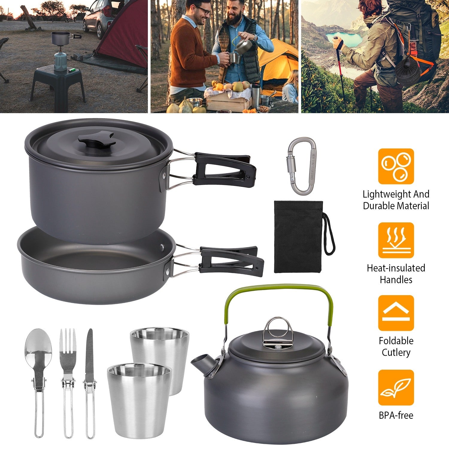 12-Pieces: Camping Cookware Set Shop Offer Online