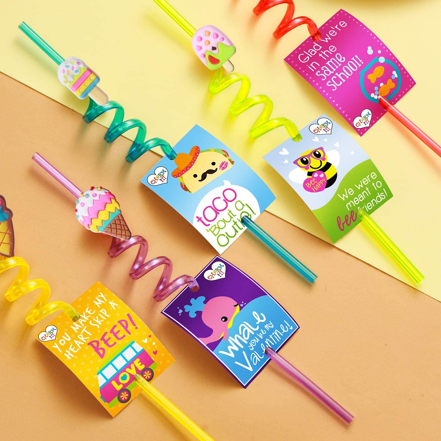 24-Pack: Reusable Ice Cream Straws for Birthday Party Supplies Discount Supply