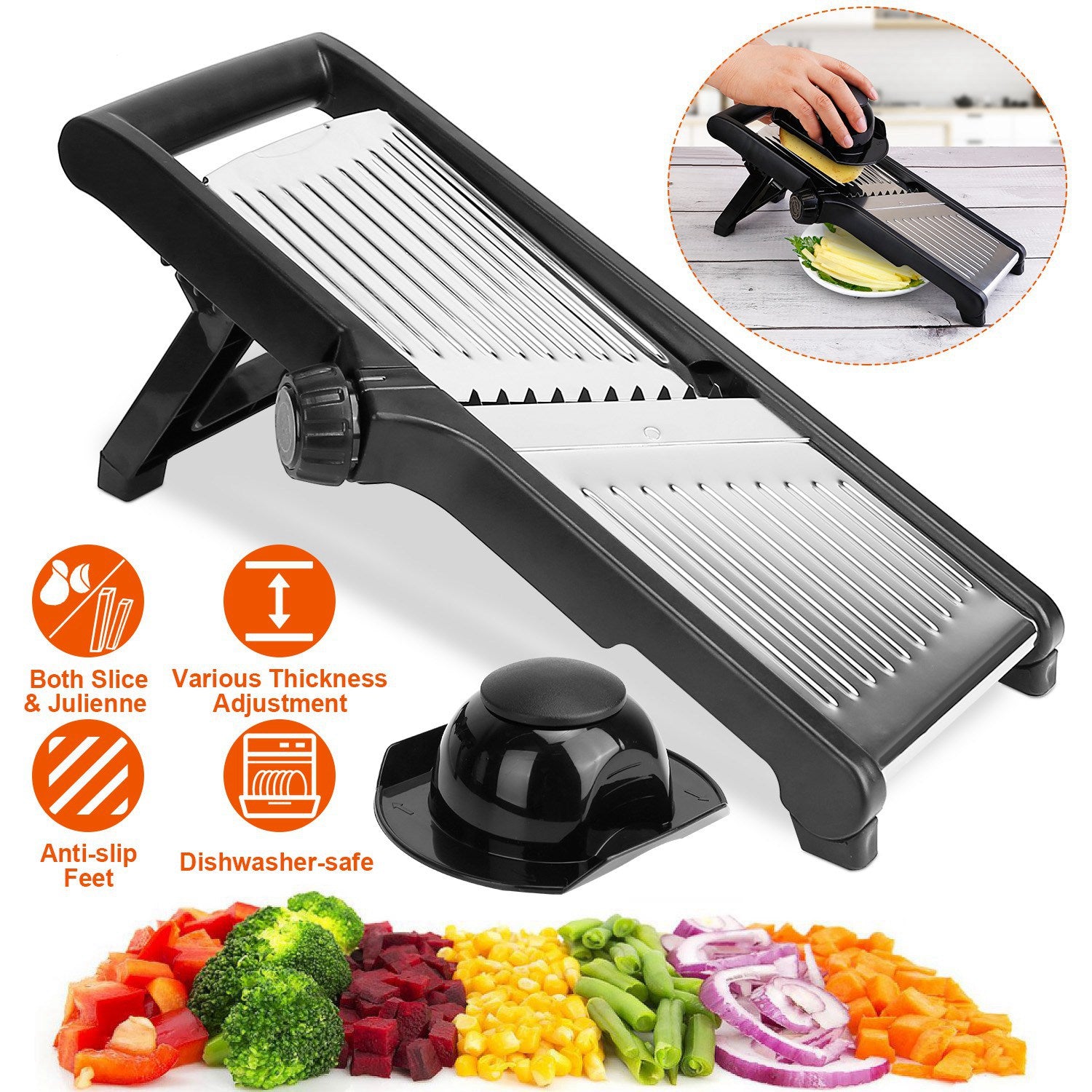 Mandoline Stainless Steel Food Slicer with 5 Adjustable Blades Sale Clearance