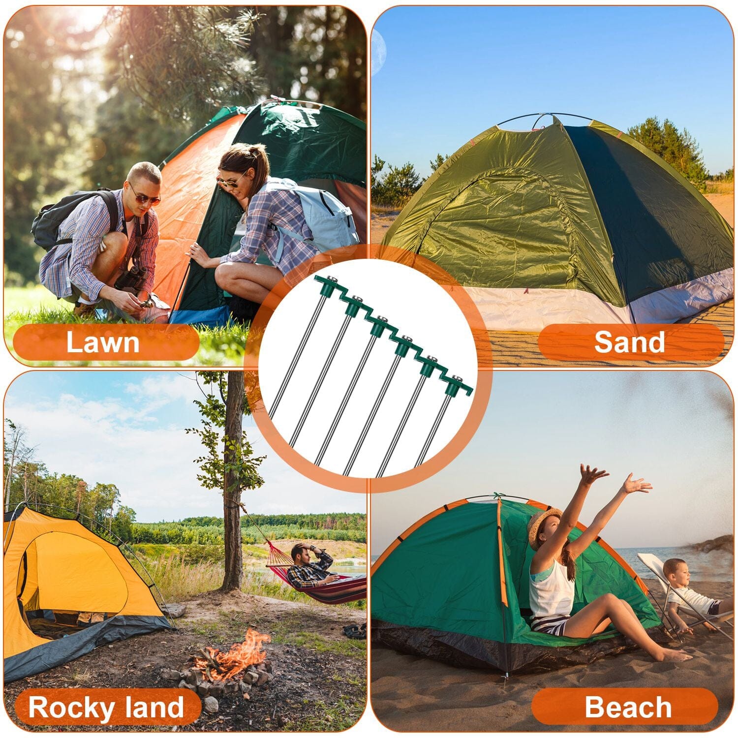 20-Piece: 9.8-Inch Tent Pegs Ropes Set Free Shipping Exclusive