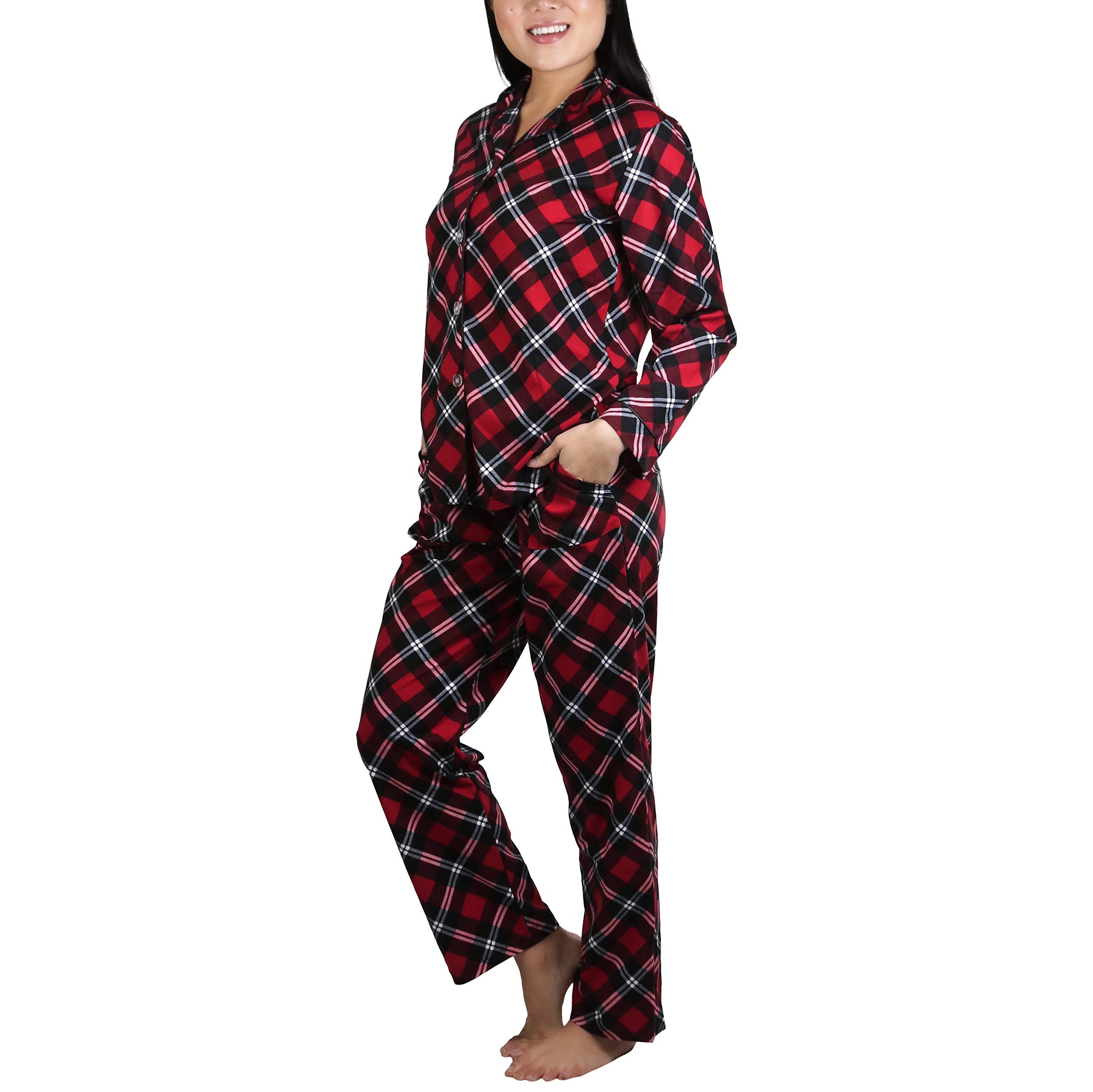 2-Piece Set: ToBeInStyle Women's Long Sleeve Button Down Top and Drawstring Bottom Pajama Set Cheap View