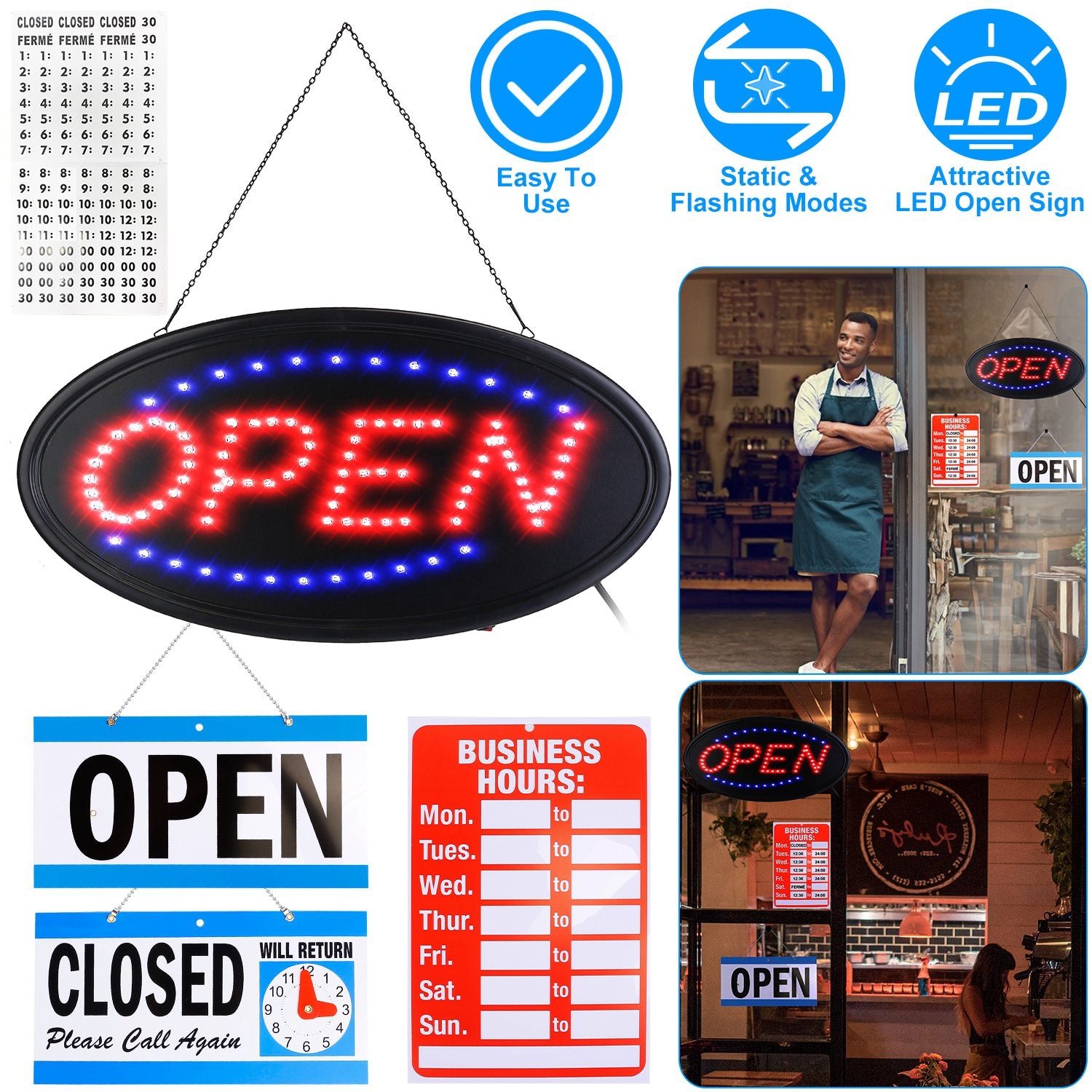 Business Neon Open Sign Advertisement Board with Steady Flashing Modes Latest Sale Online