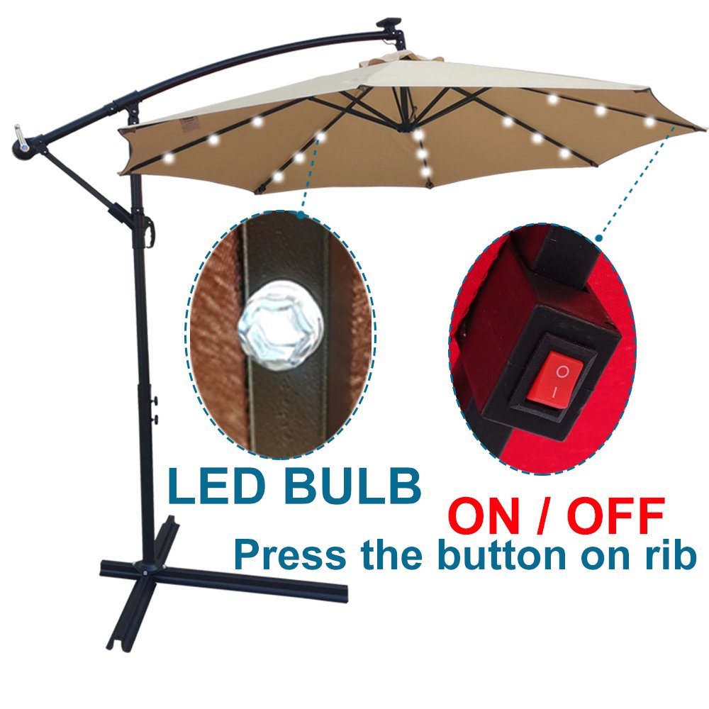 10ft Solar-Powered Patio Umbrella Best Pices Cheap Pice