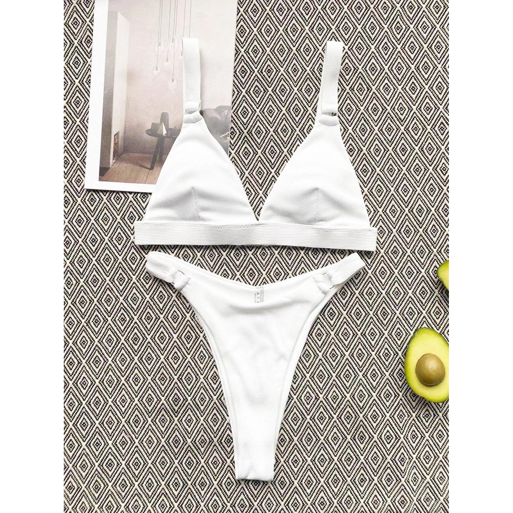 Rib Ring Linked High Cut Bikini Swimsuit Excellent Sale Online