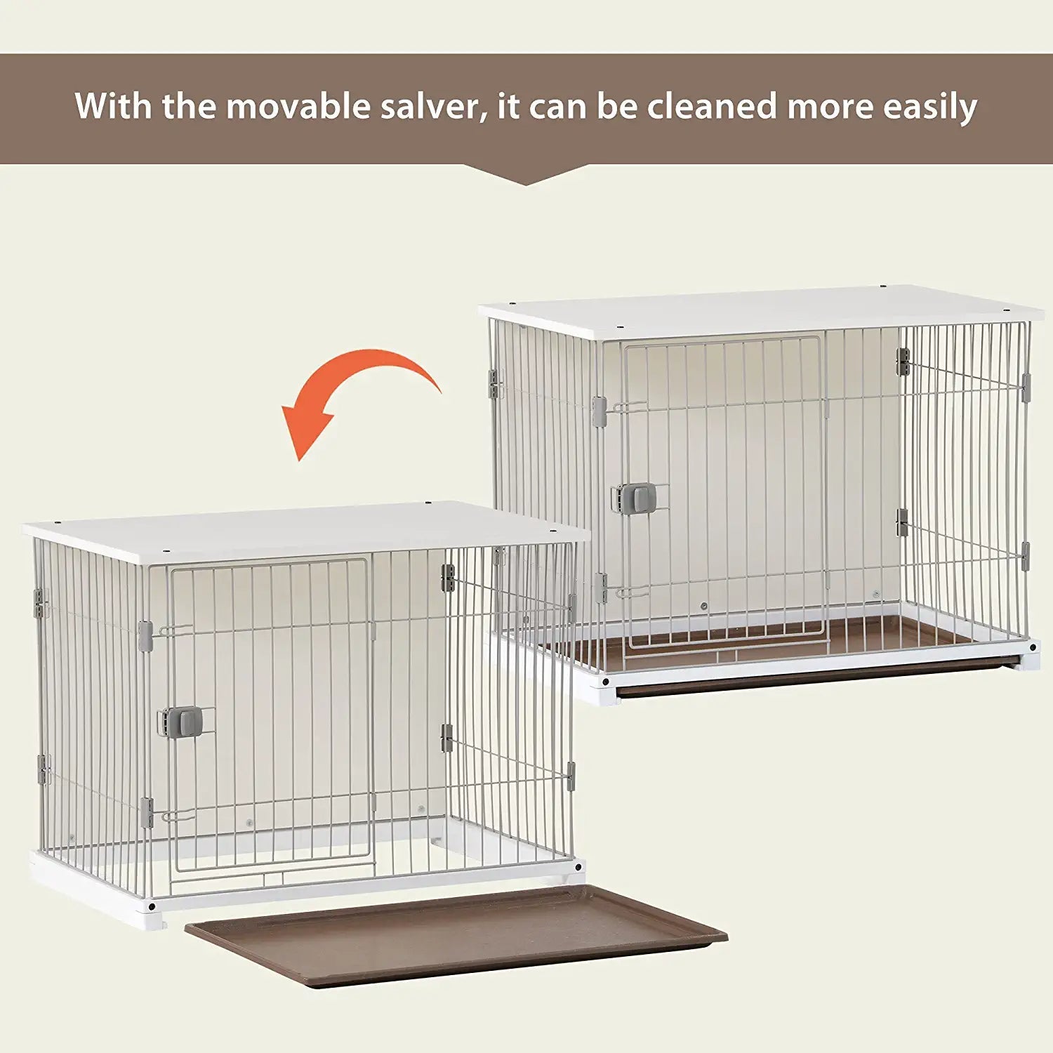 34 Long Elegant Wood Frame White Dog Cage Cheap Footlocker