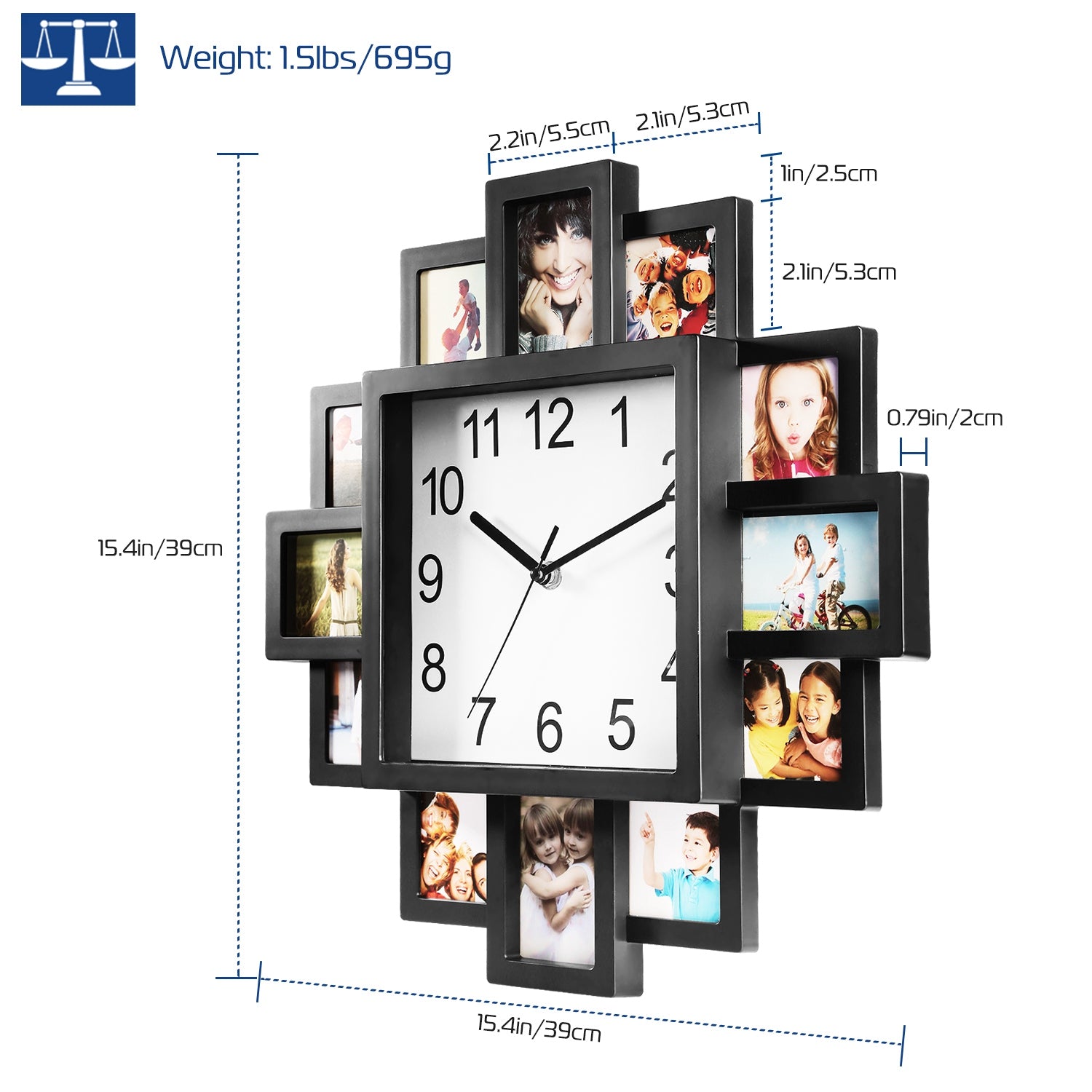 12-Picture Display Wall Clock Tumblr Cheap Pice