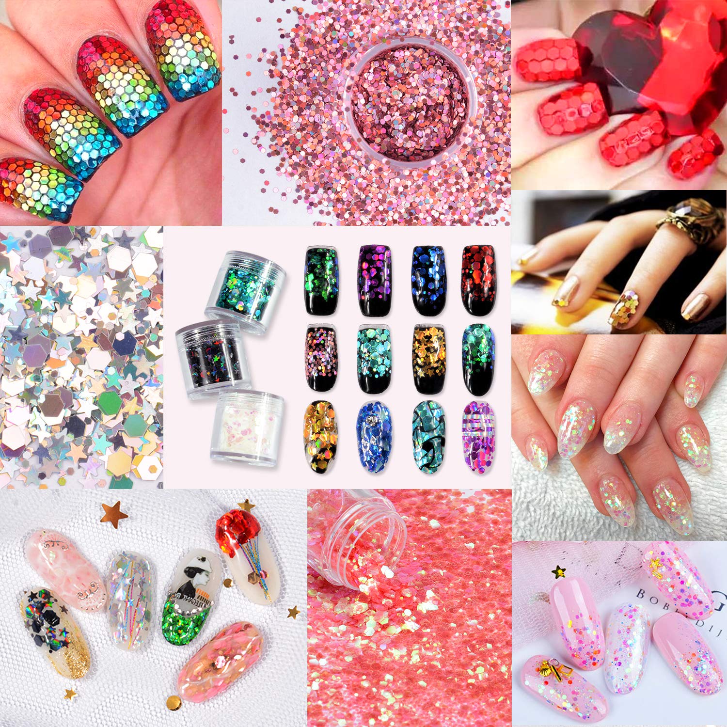 12-Piece: Holographic Chunky Glitters Sale Best Wholesale