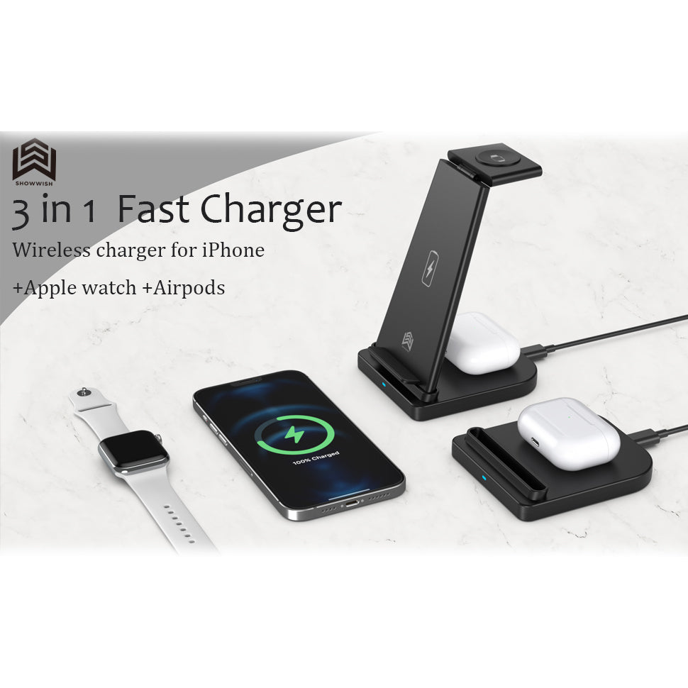 3-in-1 Foldable Fast Wireless Charging Stand Footaction Online