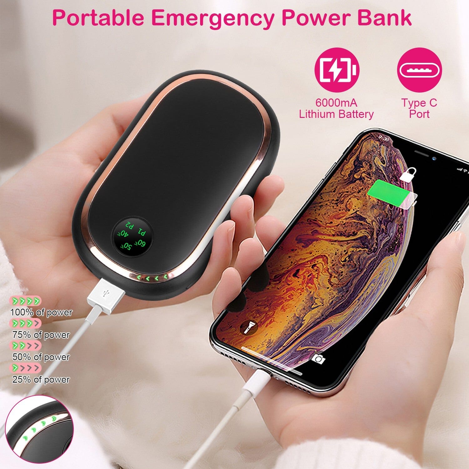 Rechargeable Hand Heater Pocket Warmer Power Bank with Digital Display Original Cheap Pice