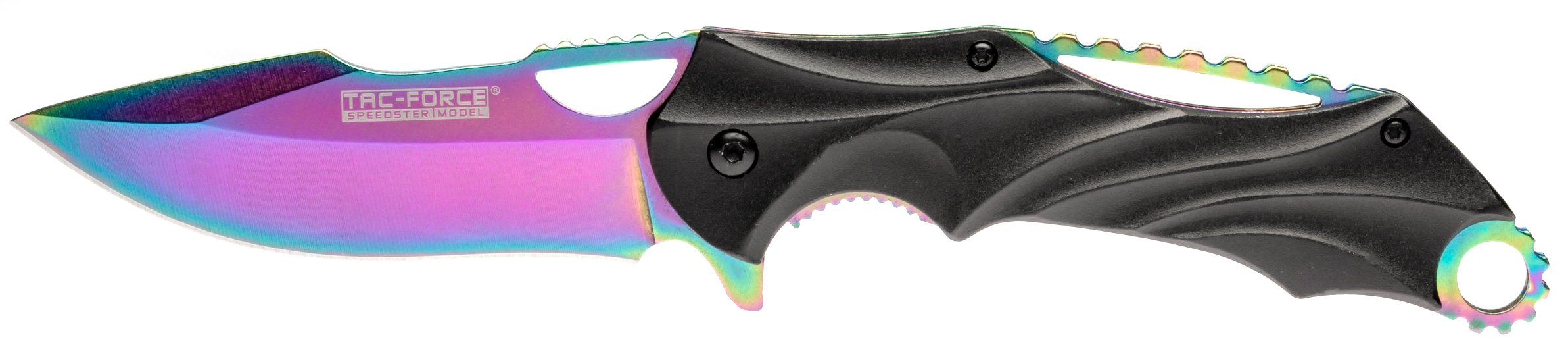 Tac-Force Spring Assisted Knife, 4 Rainbow Blade, Aluminum Handle - TF-858RB Inexpensive For Sale