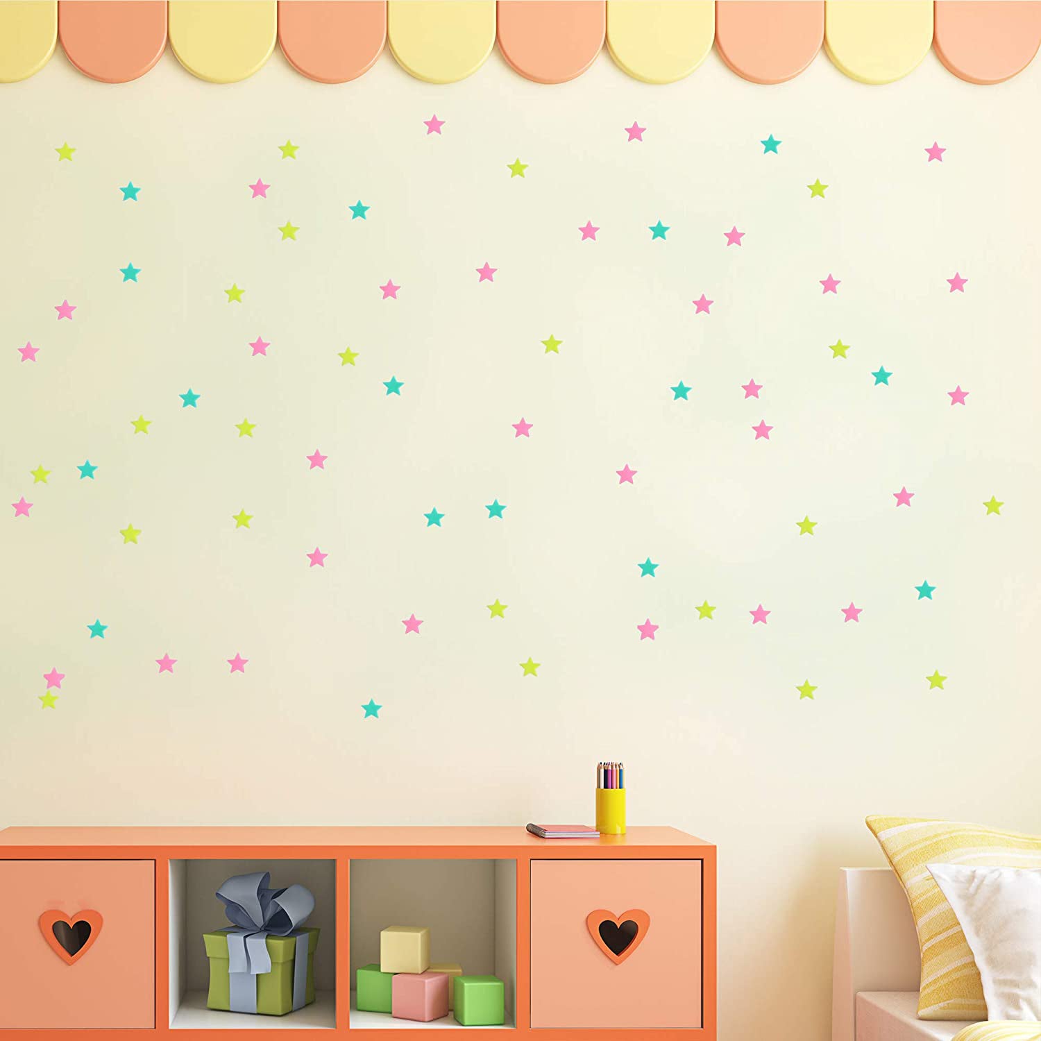 100-Pieces: Colorful Luminous Stars Plastic Wall Sticker Reliable Cheap Online