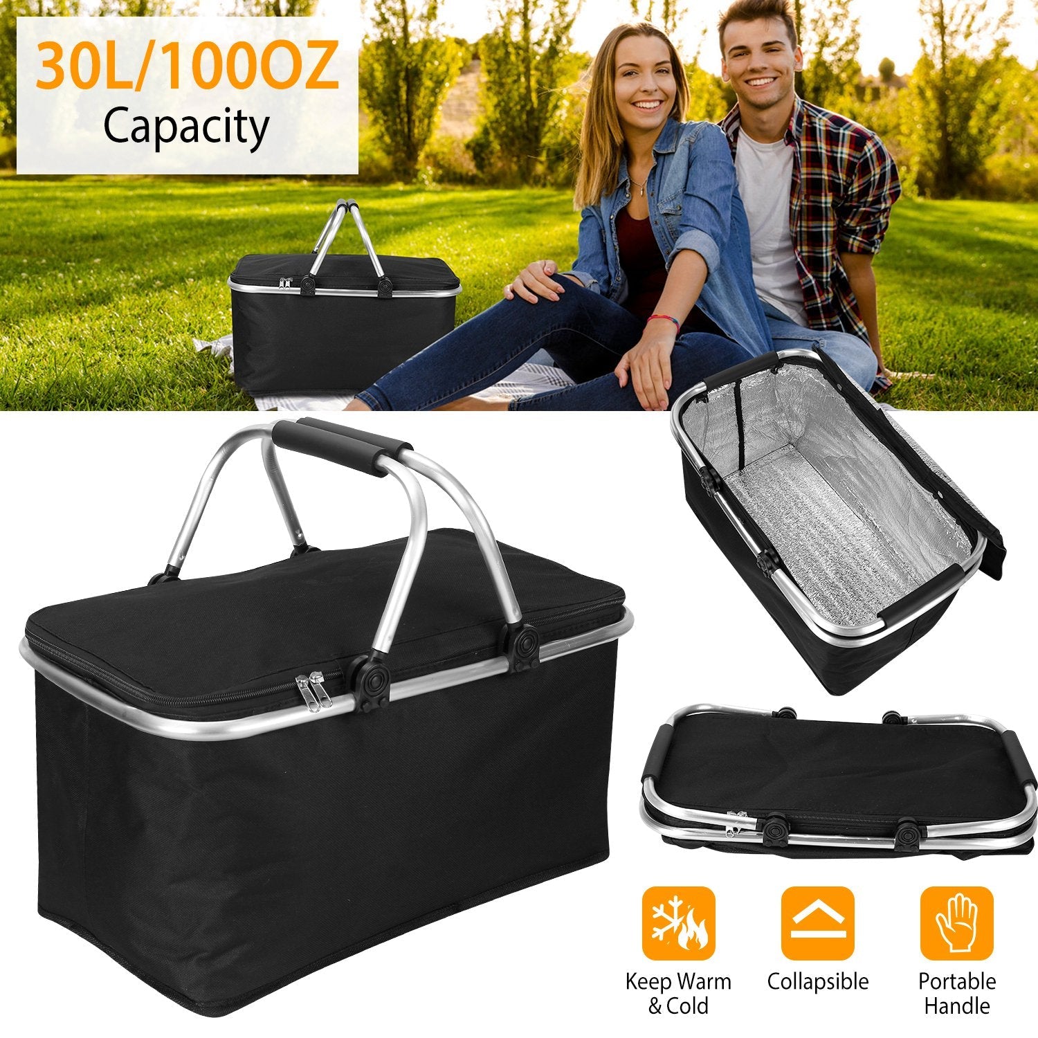 30L Insulated Picnic Basket Cooler Collapsible Food Delivery Storage Best Sale Cheap Pice