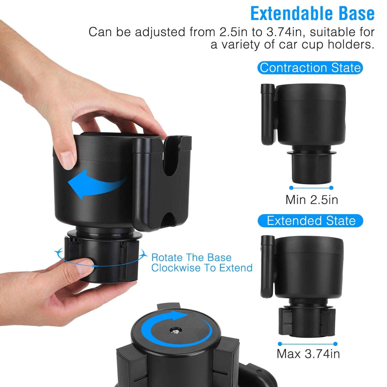 2-in-1 Car Cup Holder with Phone Holder Adjustable Base Clearance Ebay