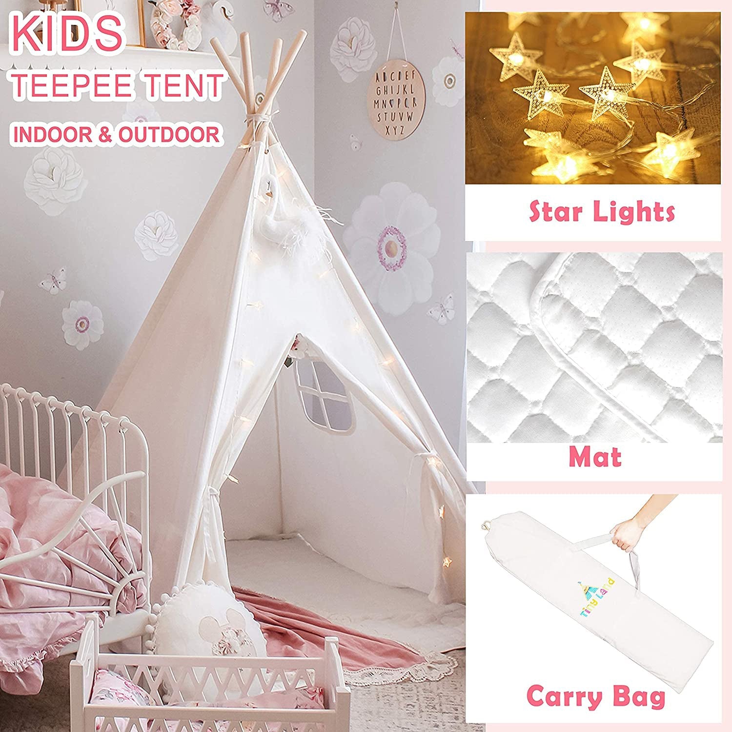 Teepee Tent for Kids - Play Tent Indoor Outdoor Cotton Canvas Cheap Pice Original