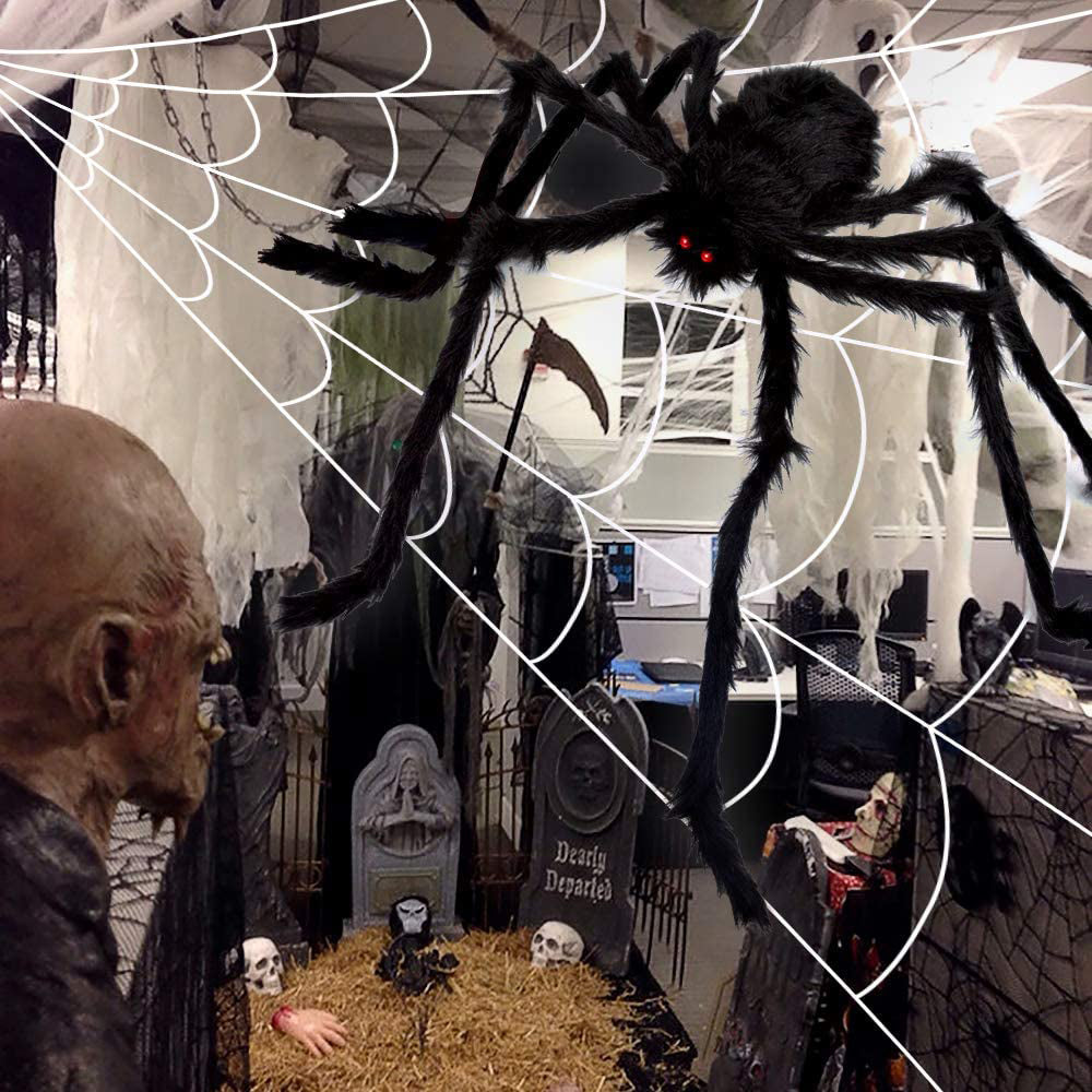 200 Halloween Spider Web and 59 Giant Spider Decoration Really Cheap