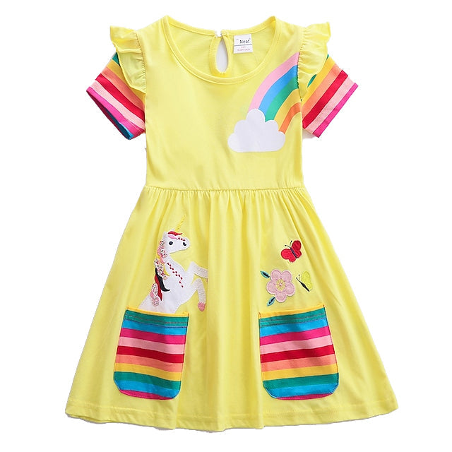 Kids Little Girls' Knee-length Short Sleeve Dress Free Shipping With Paypal