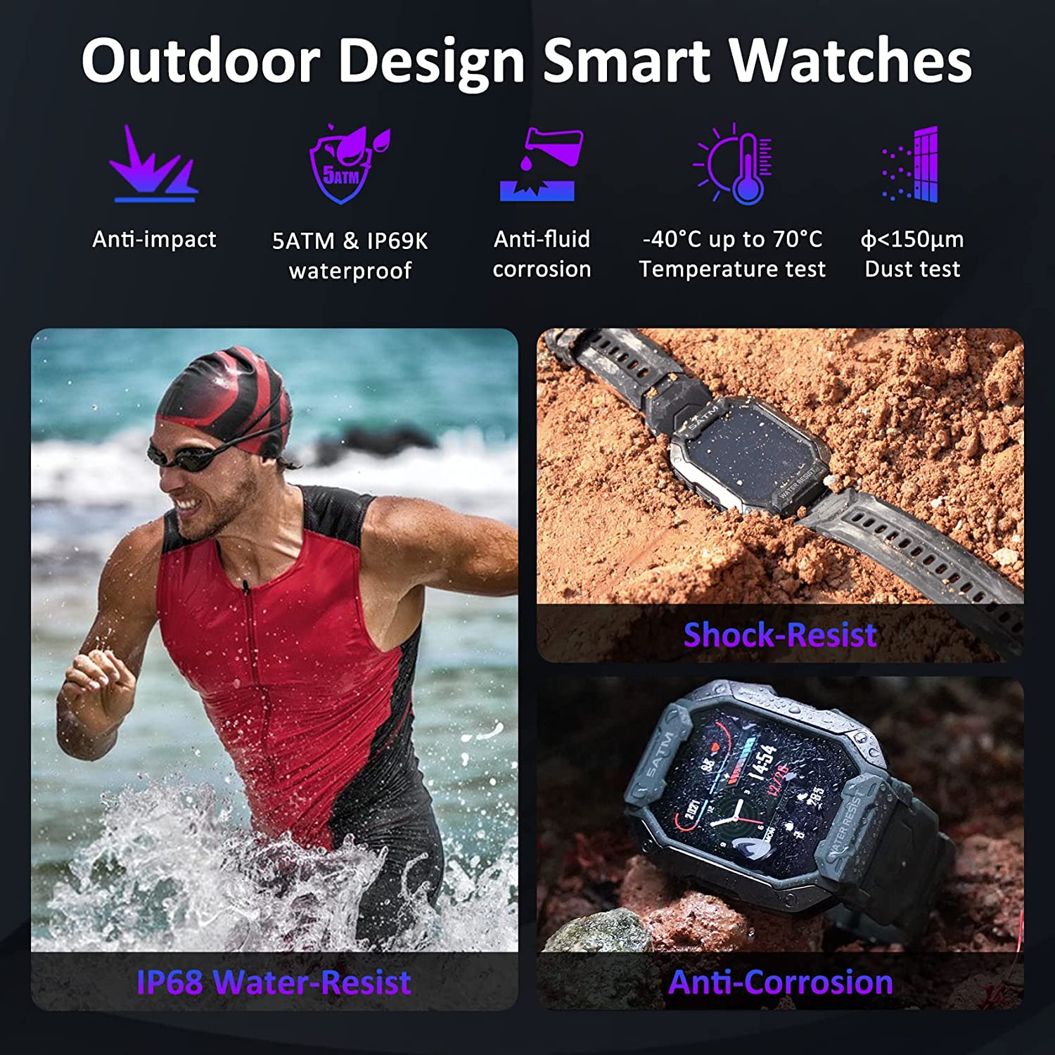 1.71 Tactical Military Sports Smart Watch Cheap Factory Outlet