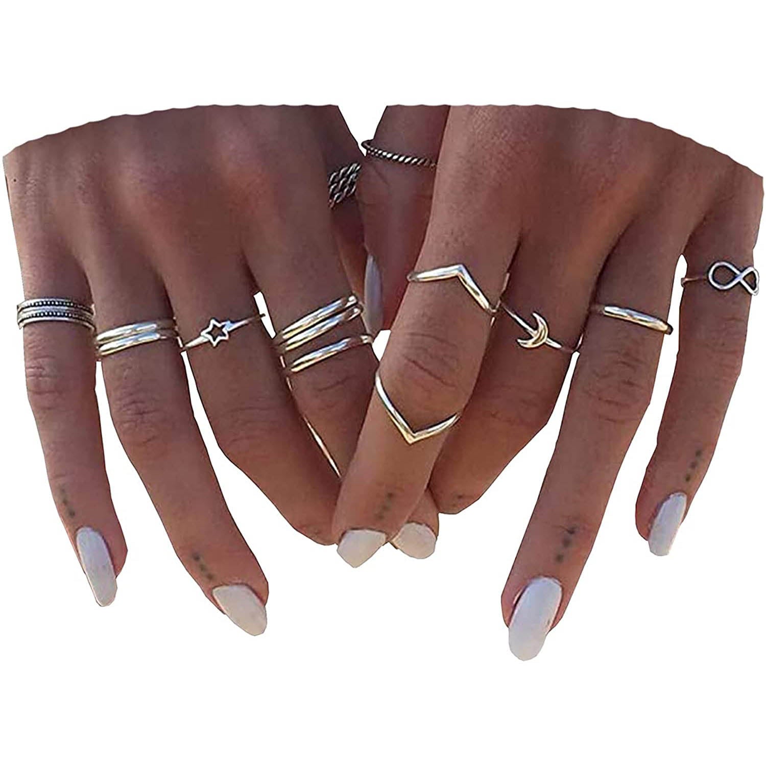 12-Pieces Set: Silver Rings for Teen Many Kinds Of Cheap Online