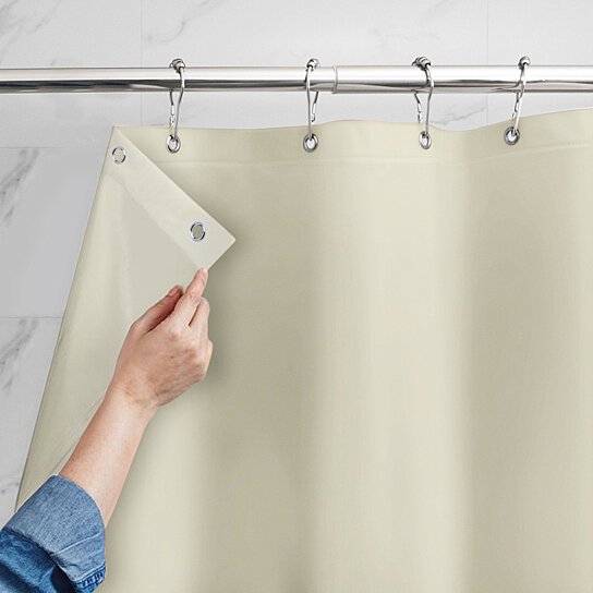 Mildew Resistant Heavyweight Vinyl Shower Curtain Liner with Magnets Metal Grommets For Sale Finishline