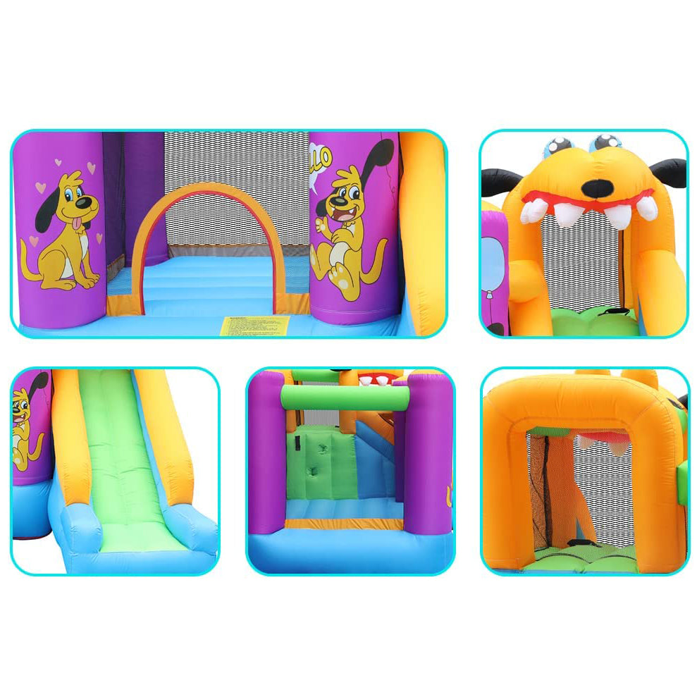 Green Dog Bouncy Castle House Slide and Jump 450W Blower Clearance Fake